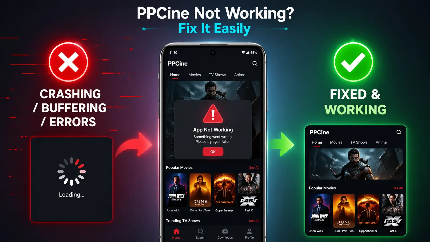 PPCine Not Working Error Screen