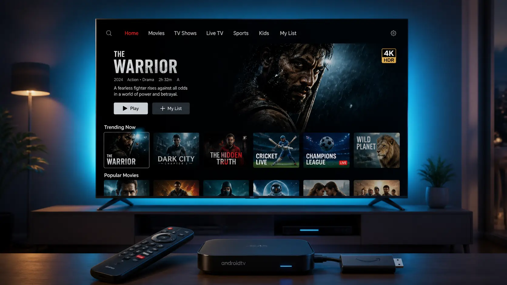 PPCine APK running on Android TV Box India 2026